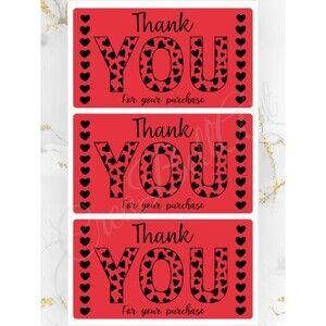 100 Cute Hearts Thank You Stickers for Packaging | Small Business Labels